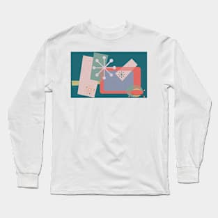 Mid Century Abstract Symbols Pattern Long Sleeve T-Shirt